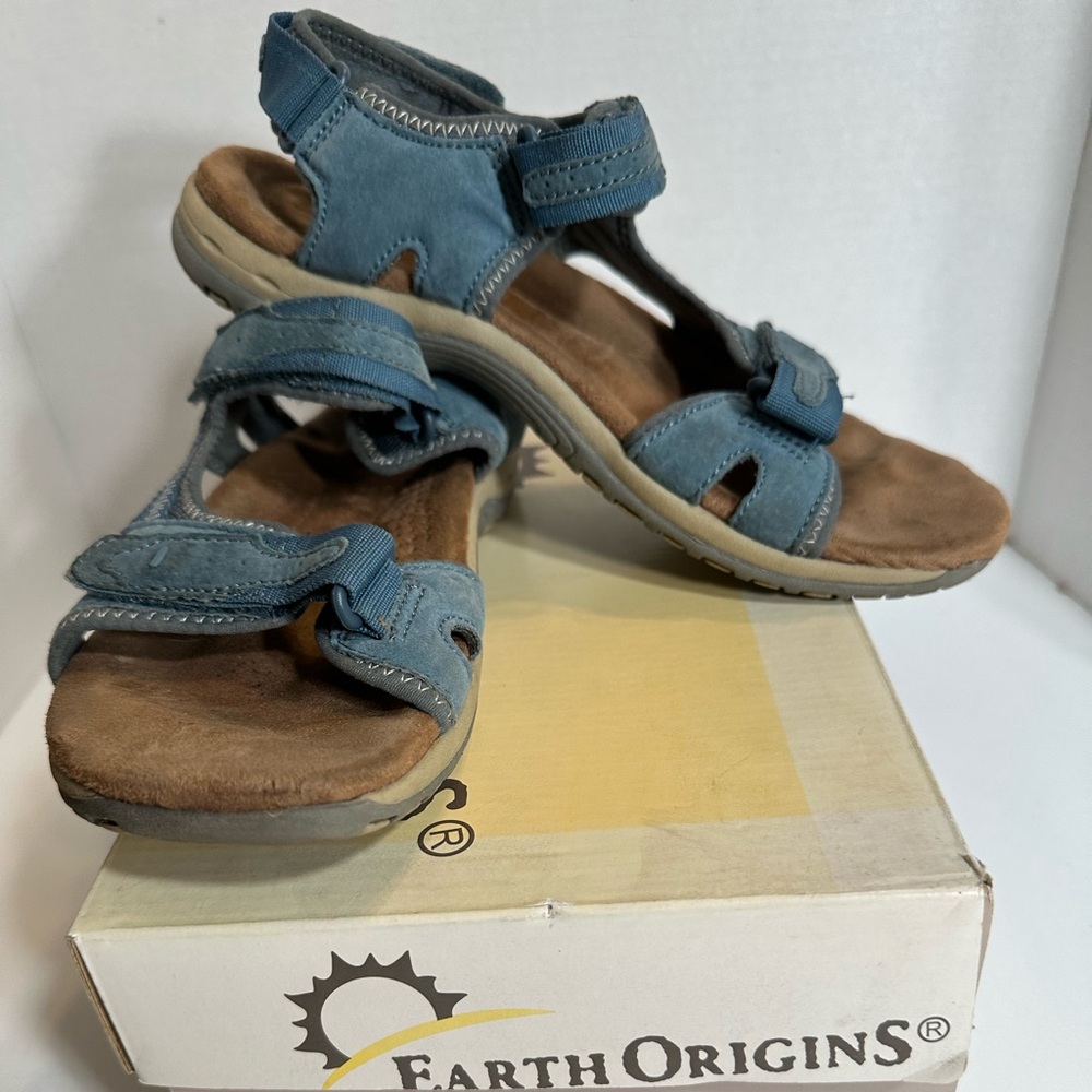 Earth Origins Swift Moroccan Blue Strappy Suede Sandals Size 8.5
